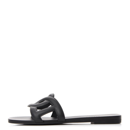 Hermes Rubber Aloha Sandals 38 Black 1 of 9