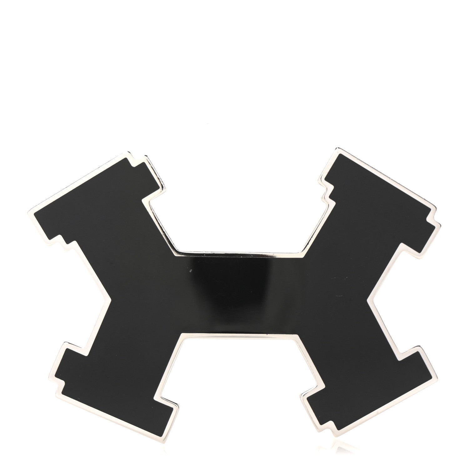 Hermes Enamel Street 32mm H Belt Buckle Black 1 of 4