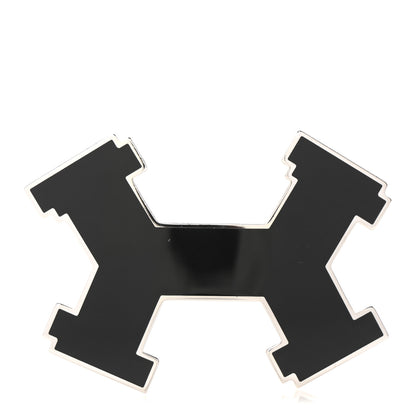 Hermes Enamel Street 32mm H Belt Buckle Black 1 of 4