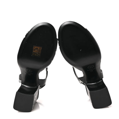 Chanel Lambskin Printed Coco Beach Sandals 38 Black White 5 of 7