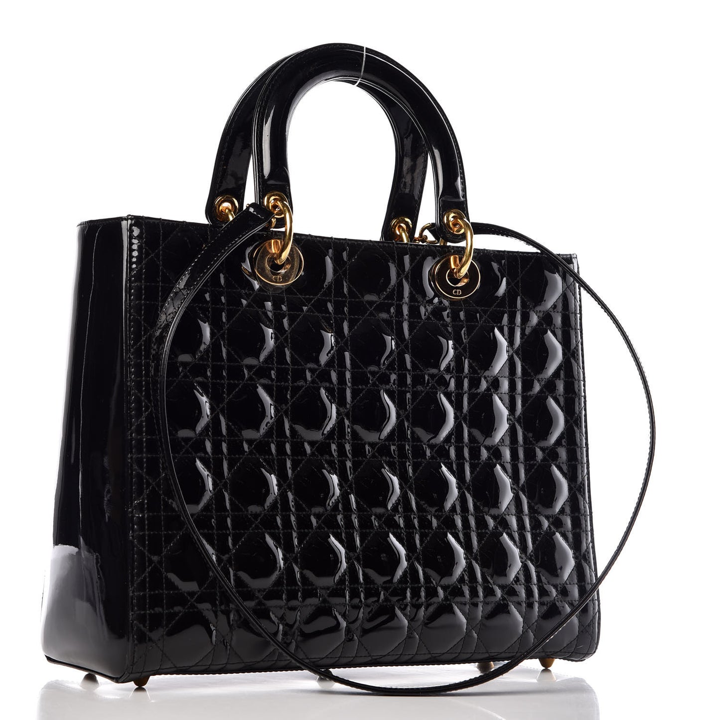 Patent Cannage Large Lady Dior Black