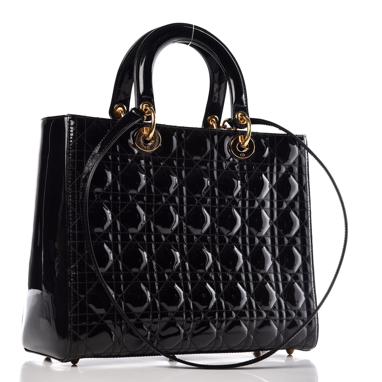Christian Dior Patent Cannage Large Lady Dior Black 3 of 10