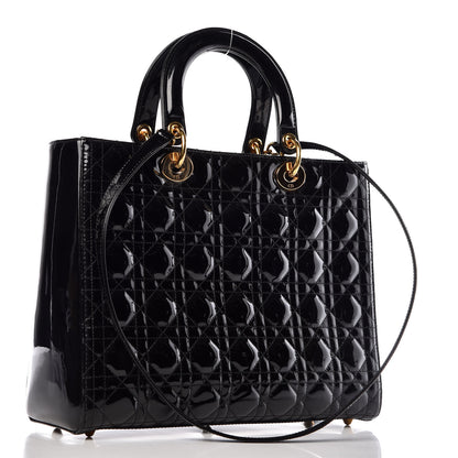 Christian Dior Patent Cannage Large Lady Dior Black 3 of 10