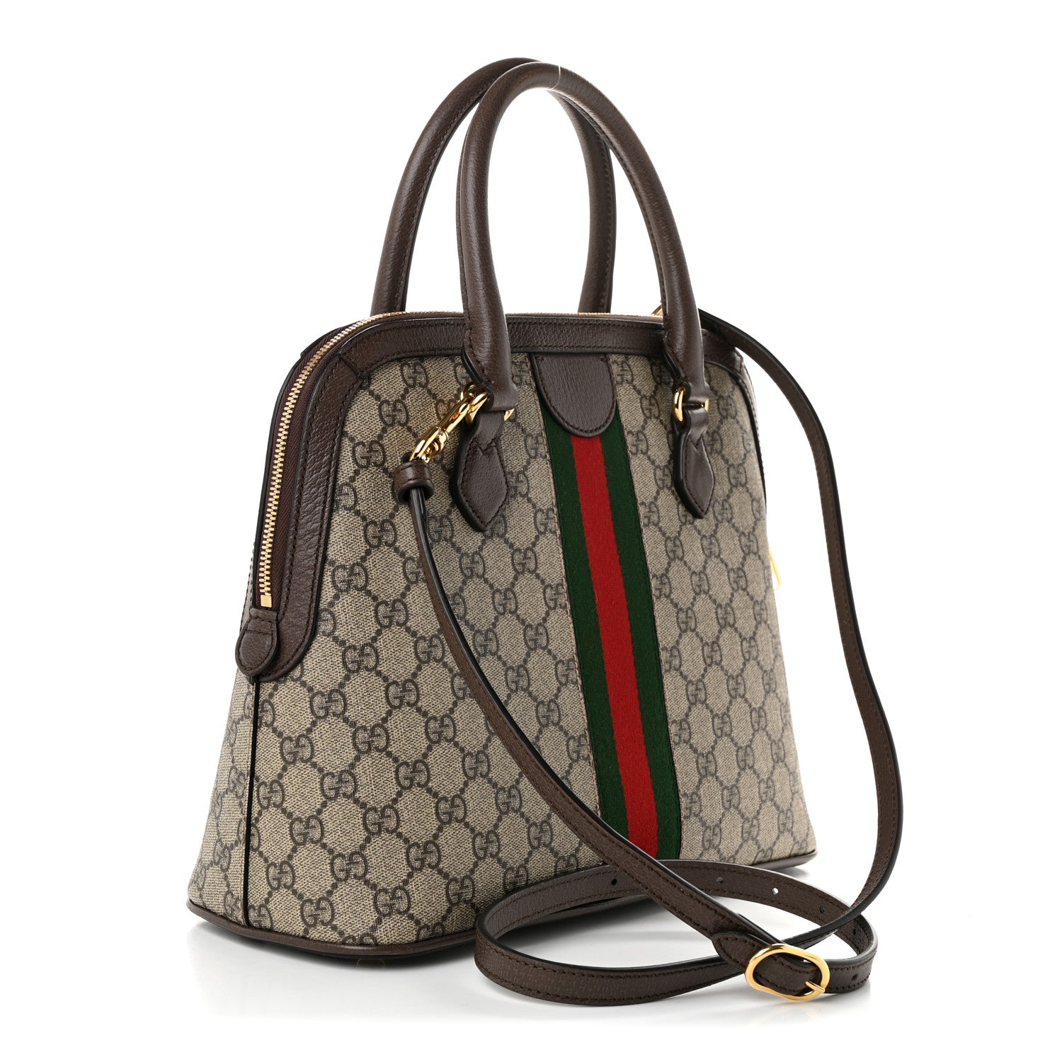 Gucci GG Supreme Monogram Web Medium Top Handle Ophidia Dome Shoulder Bag Brown 3 of 11