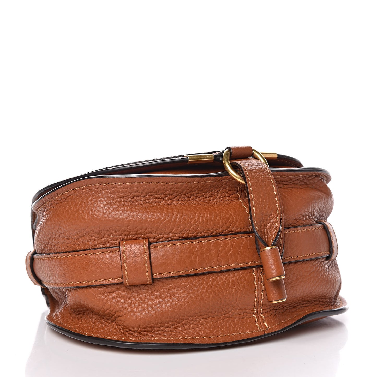 Calfskin Mini Marcie Round Crossbody Bag Tan