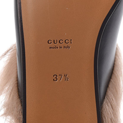 Gucci Calfskin Fur Womens Princetown Slippers 37.5 Black 7 of 8