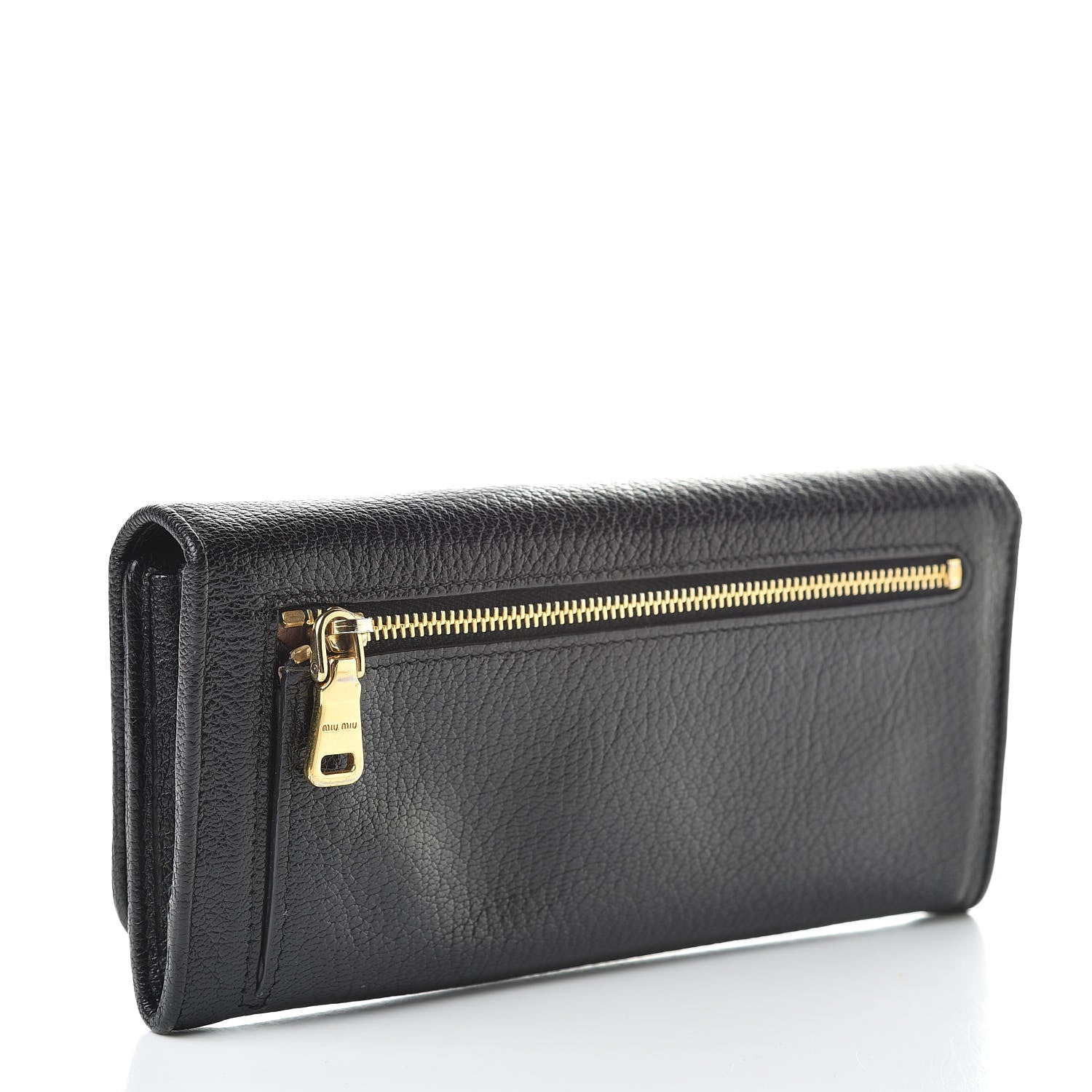 Miu Miu Goatskin Madras Flap Wallet Black 3 of 12