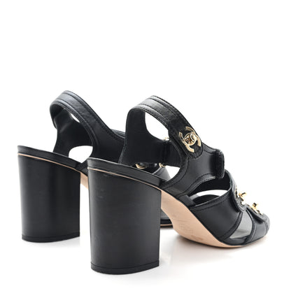 Chanel Lambskin CC Turnlock Sandals 41 Black 5 of 10