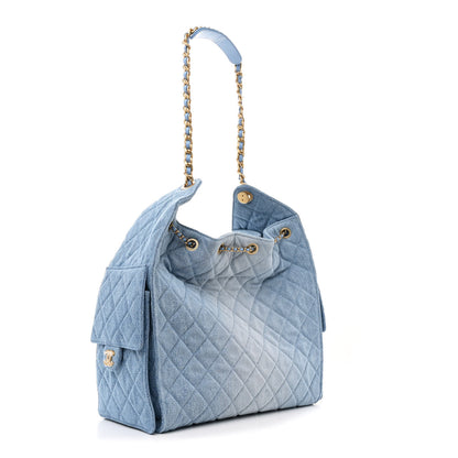 Chanel Washed Denim Quilted Medium Chanel 25 Handbag Blue 4 of 13