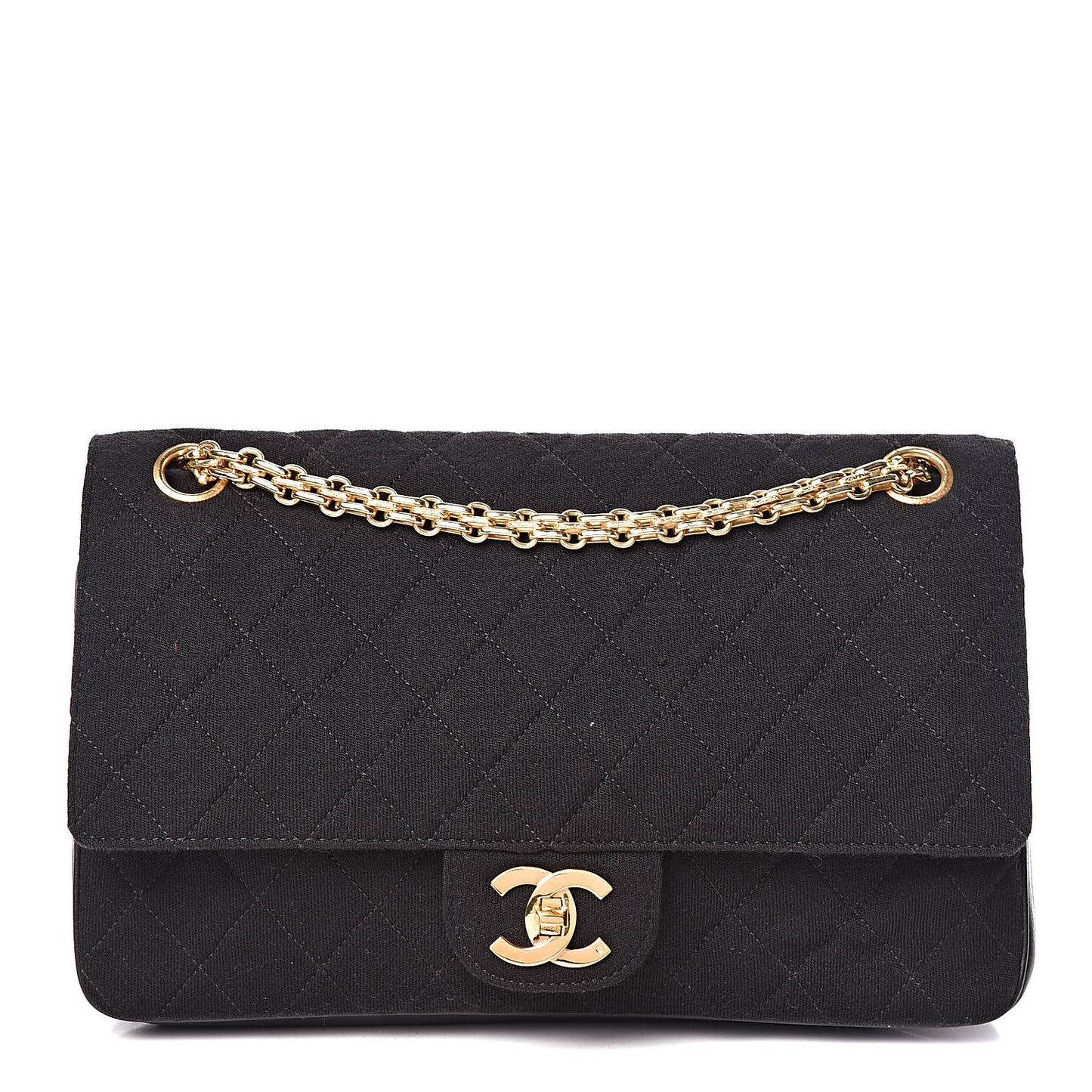 Jersey Quilted Medium Double Flap Black