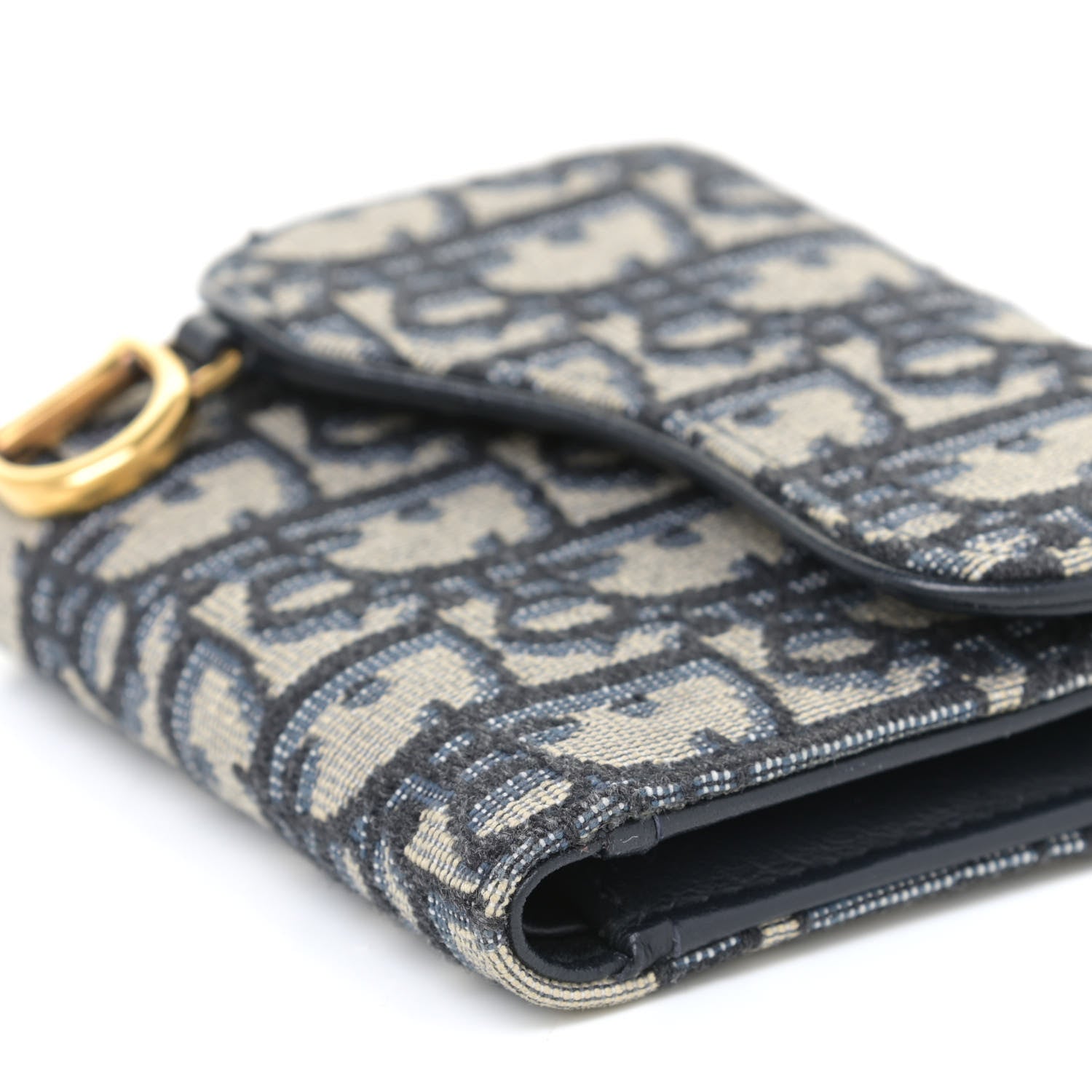 Christian Dior Oblique Saddle Lotus Wallet Blue 5 of 9