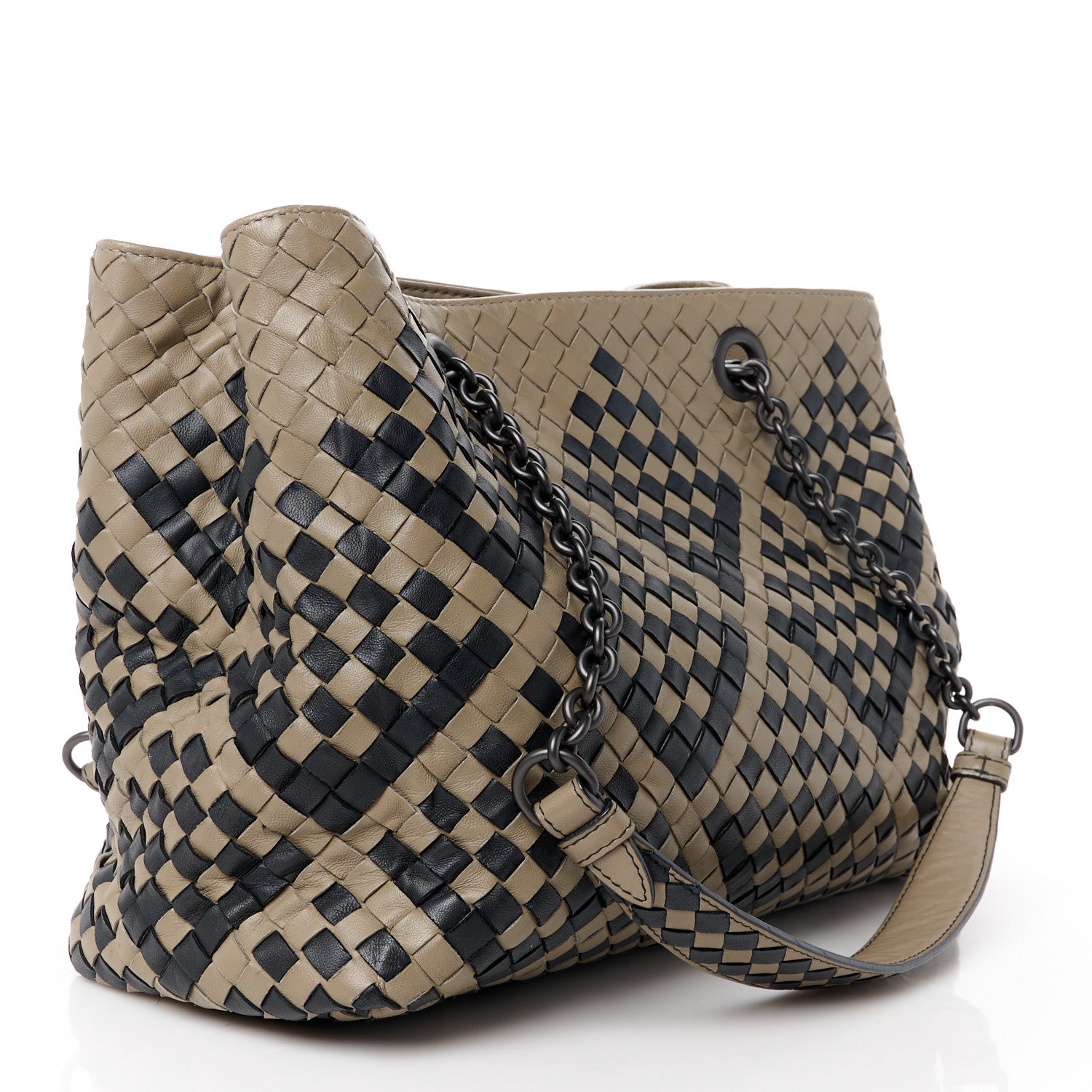 Bottega Veneta Nappa Intrecciato Medium Pavone Tote Beige Black 4 of 15