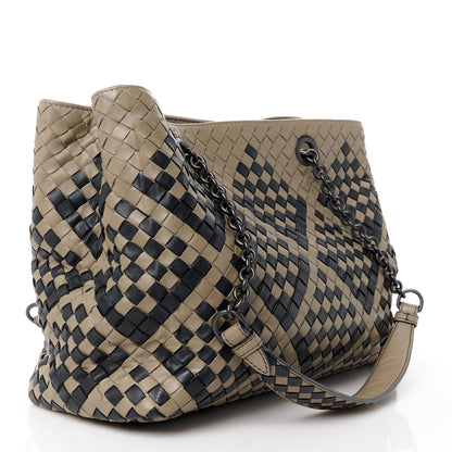 Bottega Veneta Nappa Intrecciato Medium Pavone Tote Beige Black 4 of 15