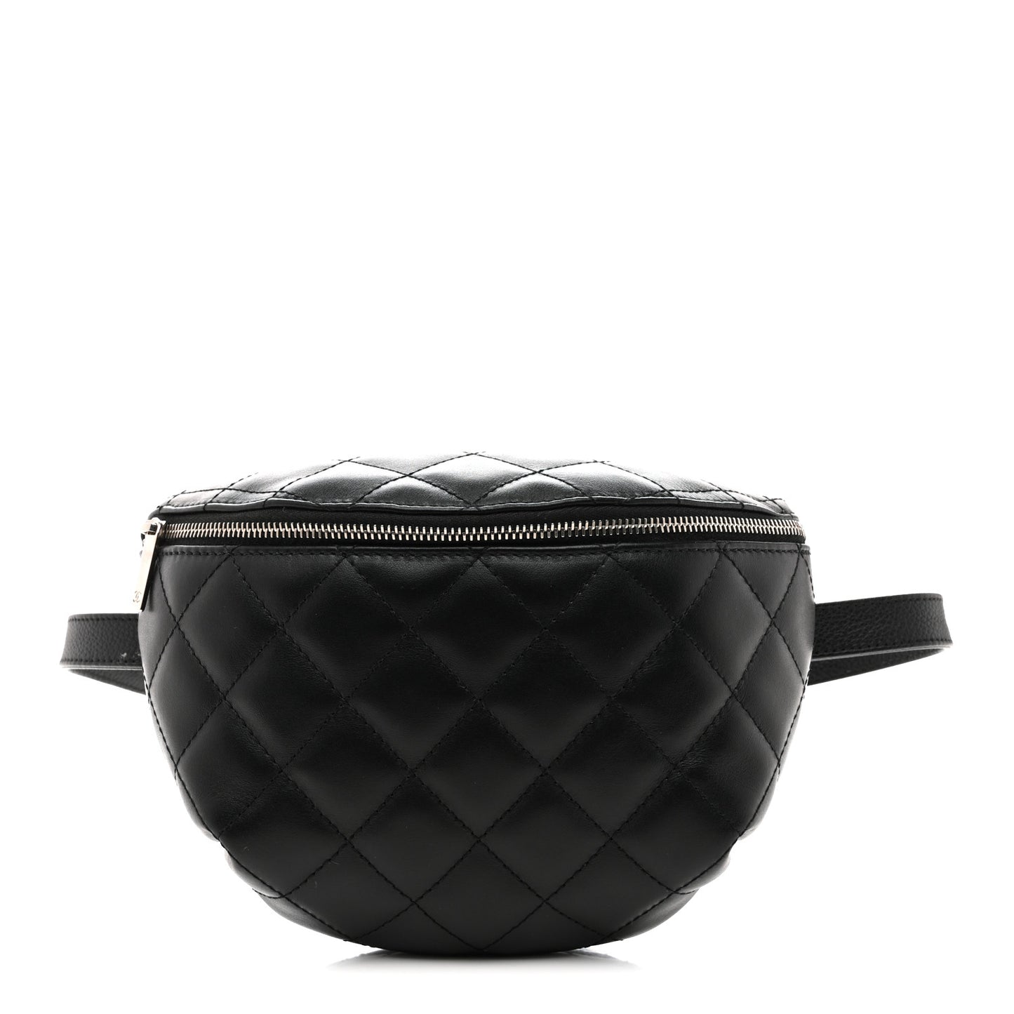 Lambskin Quilted Waist Belt Bag Black
