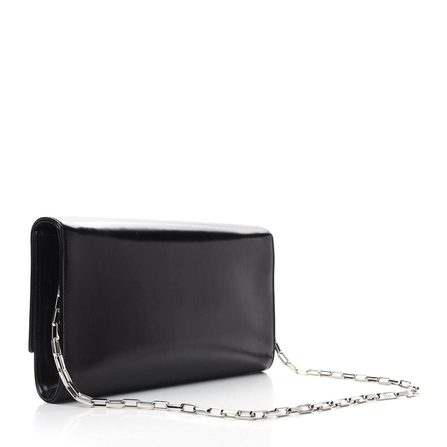 Smooth Calfskin Chain Clutch Black