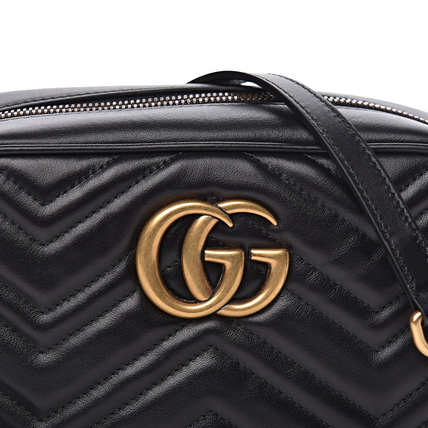 Gucci Calfskin Matelasse Small GG Marmont Chain Shoulder Bag Black 10 of 10