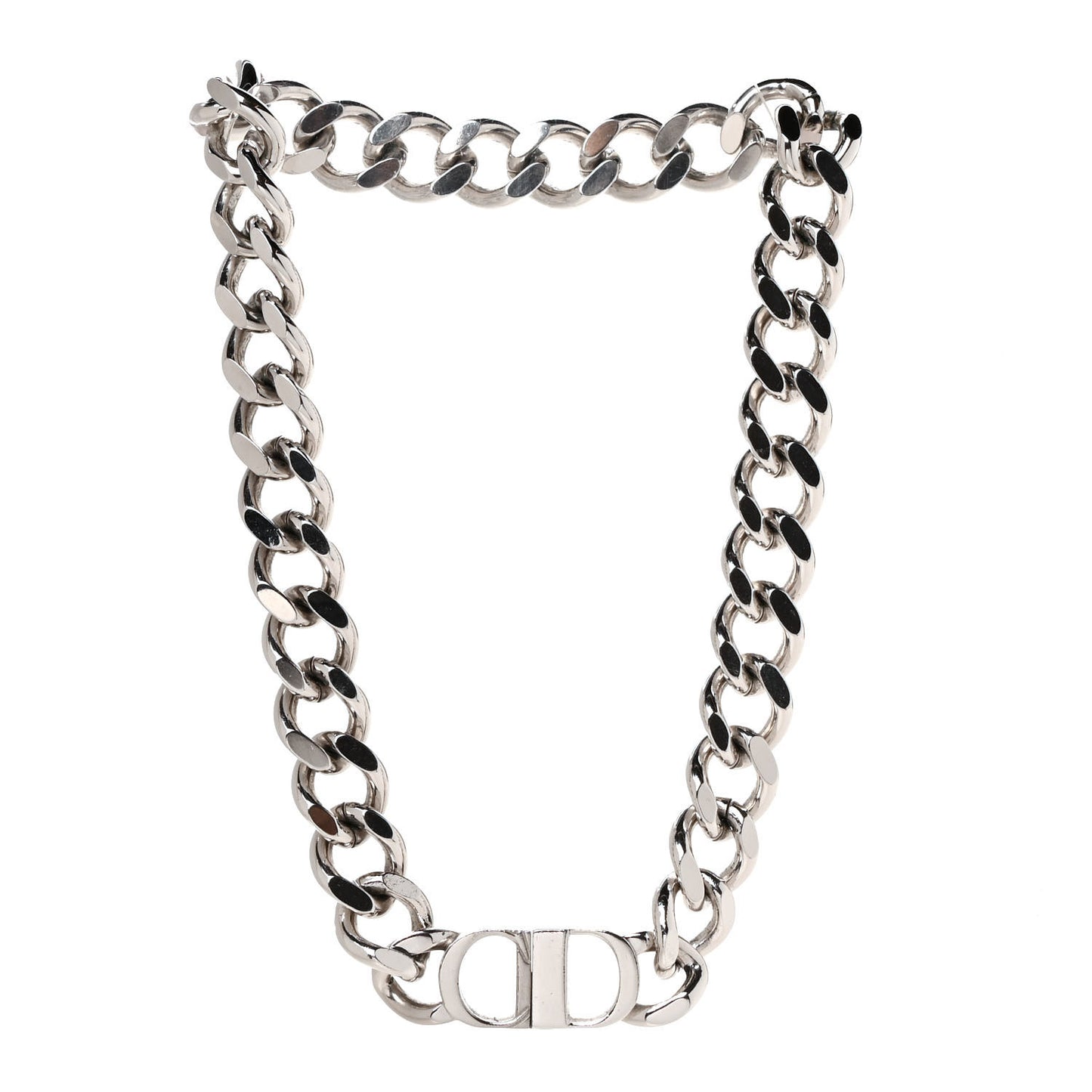 Brass CD Icon Chain Link Necklace Silver