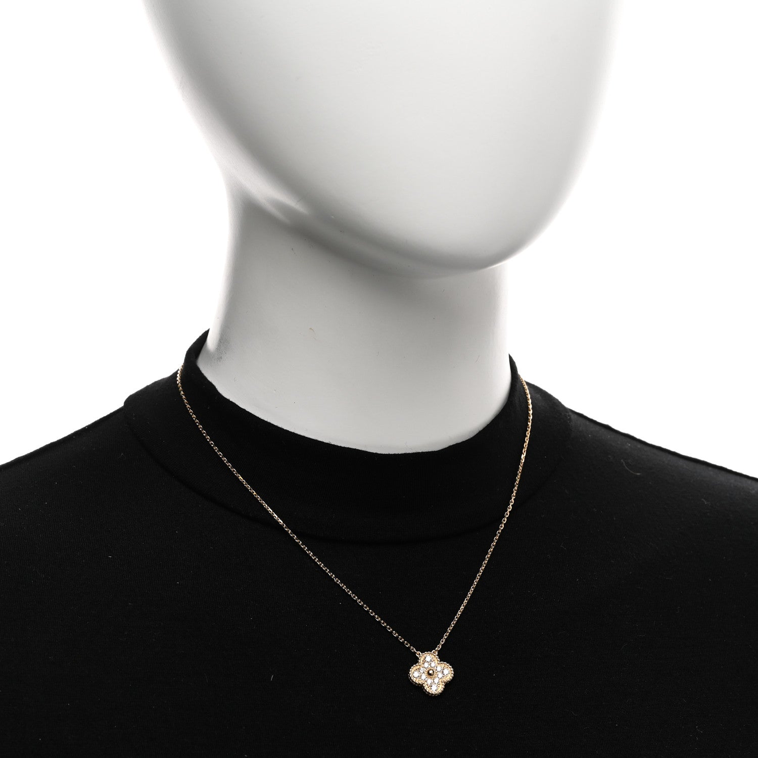 Van Cleef & Arpels 18K Yellow Gold Diamond Vintage Alhambra Pendant Necklace 2 of 5