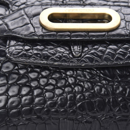 Jimmy Choo Crocodile Embossed Calfskin Messenger Black 16 of 16