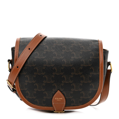 Celine Triomphe Canvas Medium Folco Bag Tan 1 of 9
