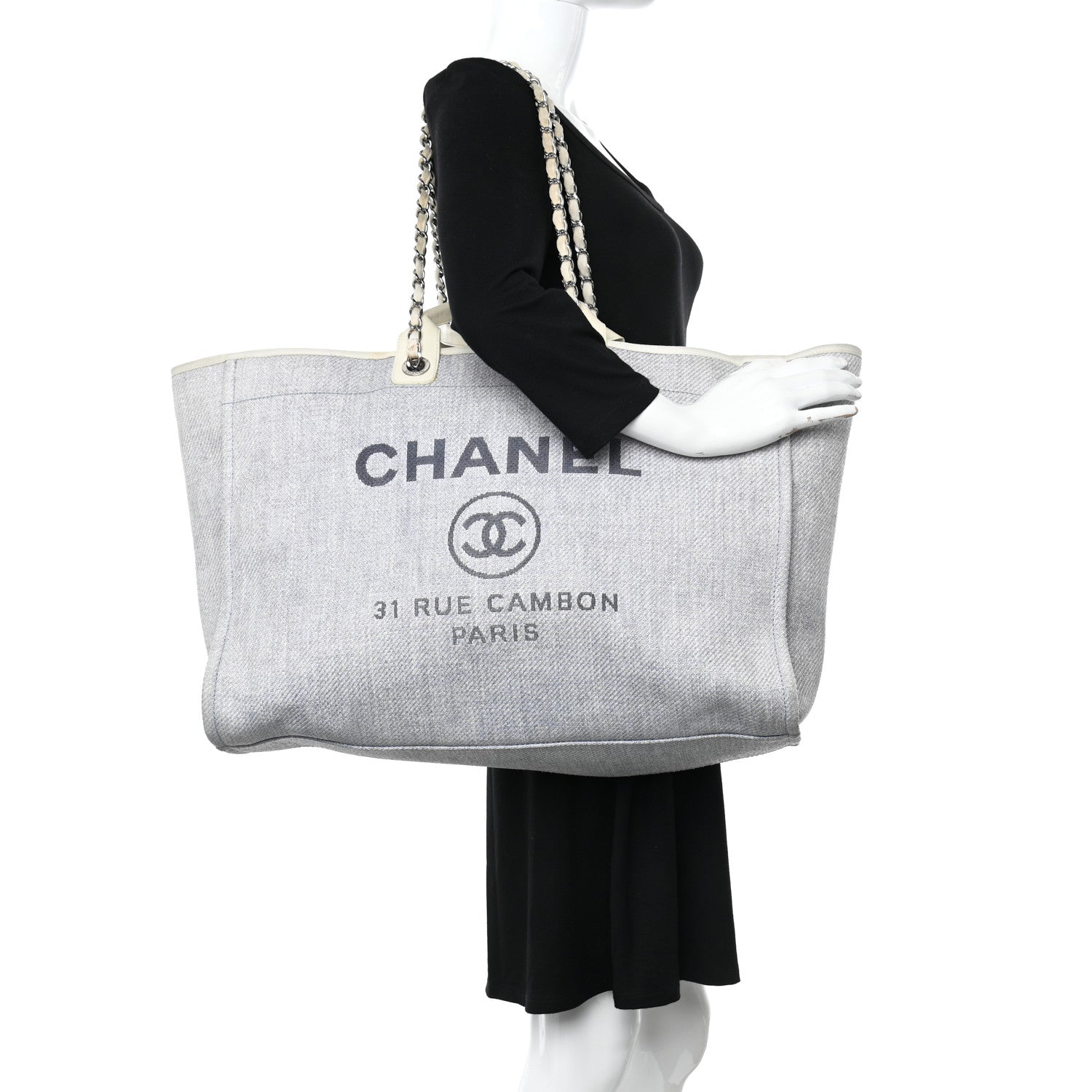 Chanel Canvas Large Deauville Tote Light Blue 2 of 11