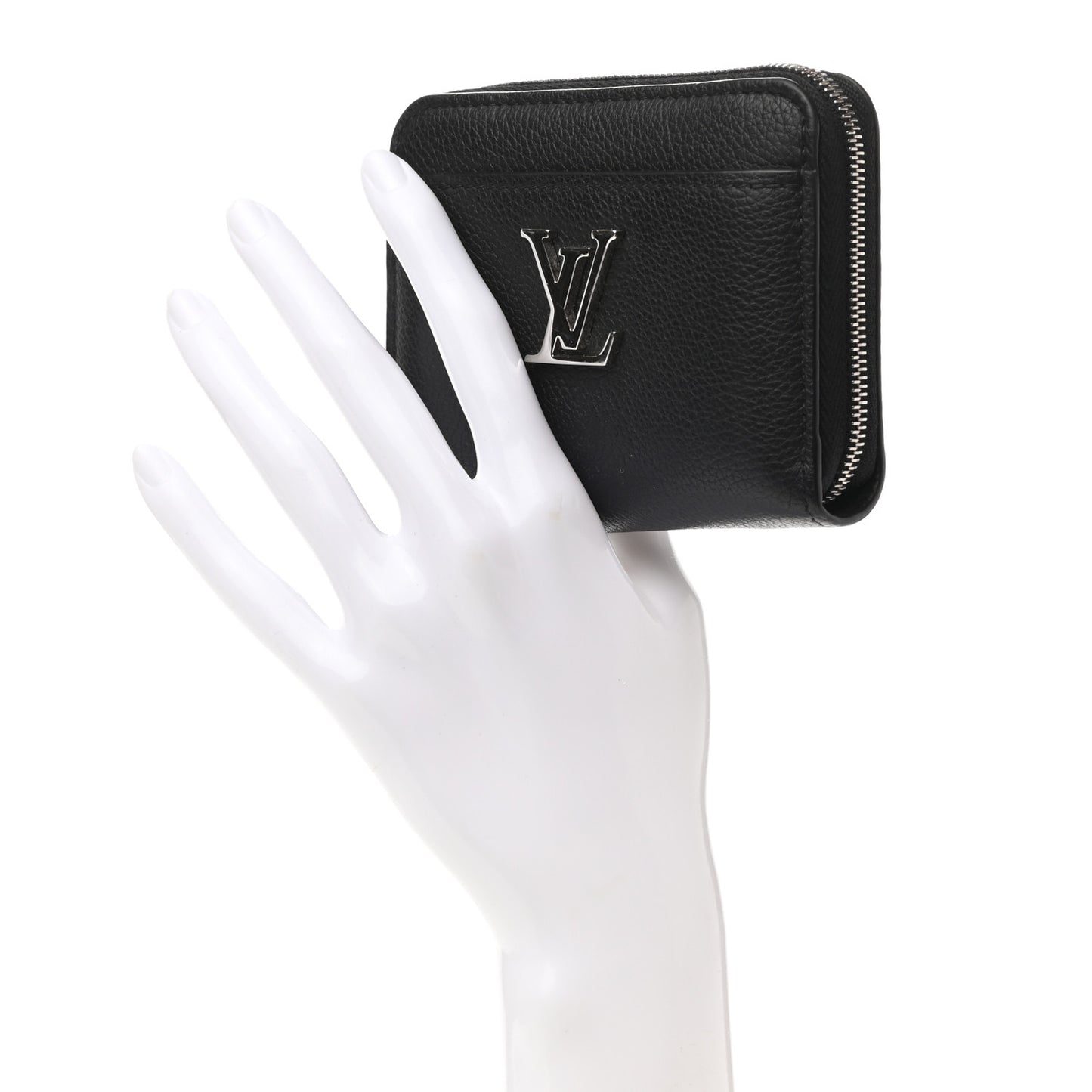 Calfskin Lockme Zippy Coin Purse Black