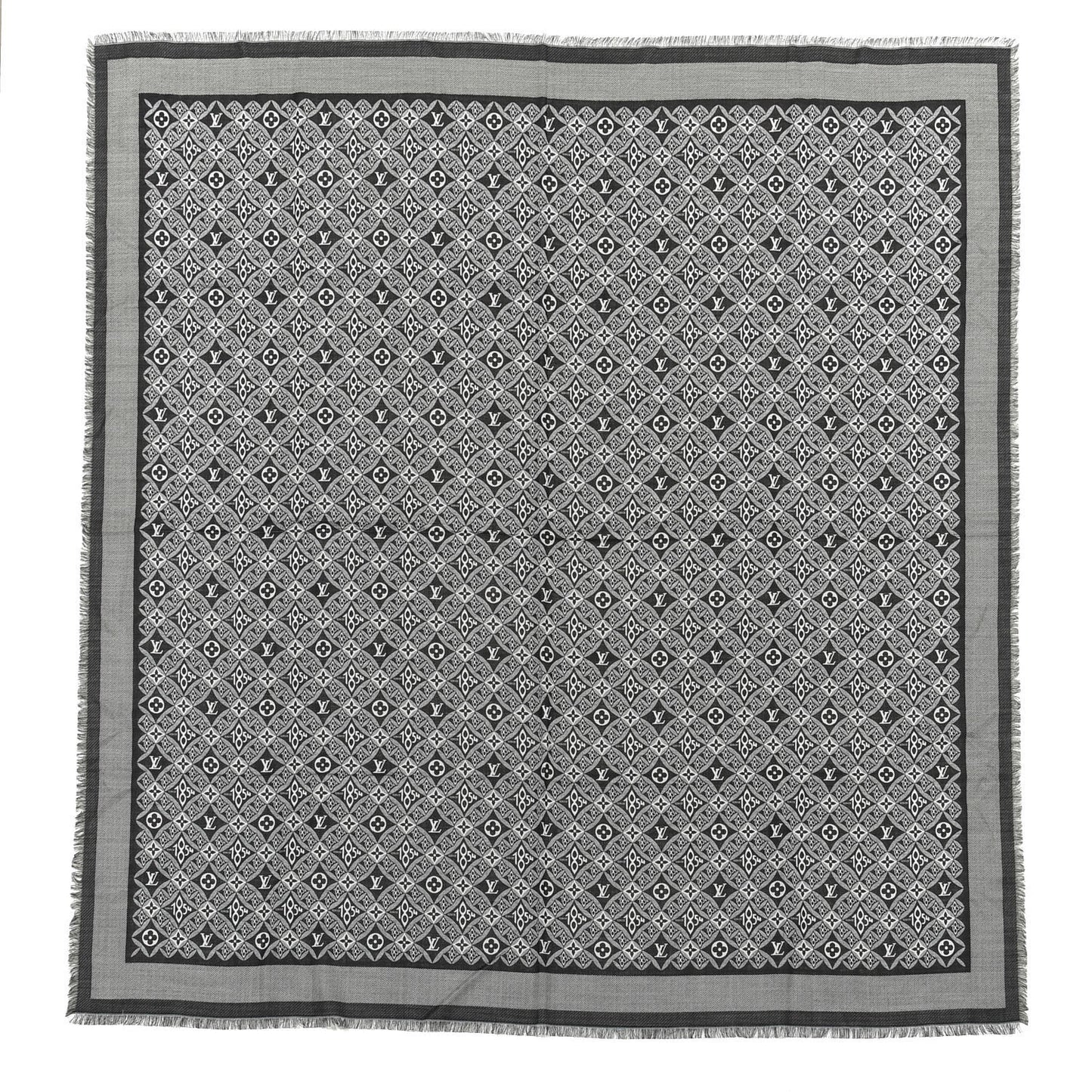 Silk Wool Jacquard Since 1854 Monogram Shawl Gray