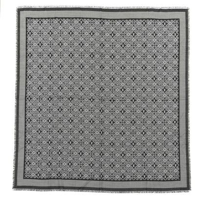 Louis Vuitton Silk Wool Jacquard Since 1854 Monogram Shawl Gray 1 of 2