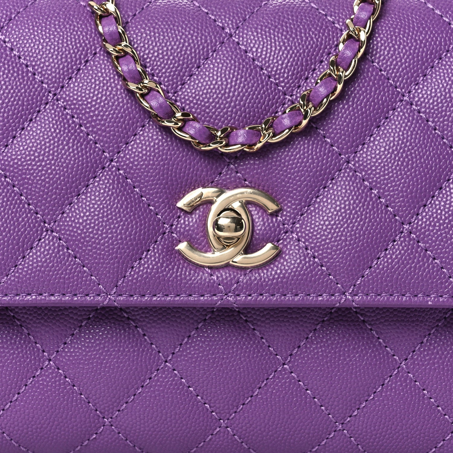Chanel Caviar Quilted Mini Coco Handle Flap Purple 8 of 14