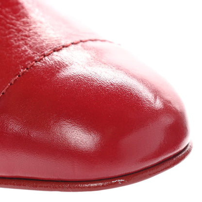 Chanel Crumpled Calfskin Cap Toe Chain Short Boots 36 Red 9 of 10