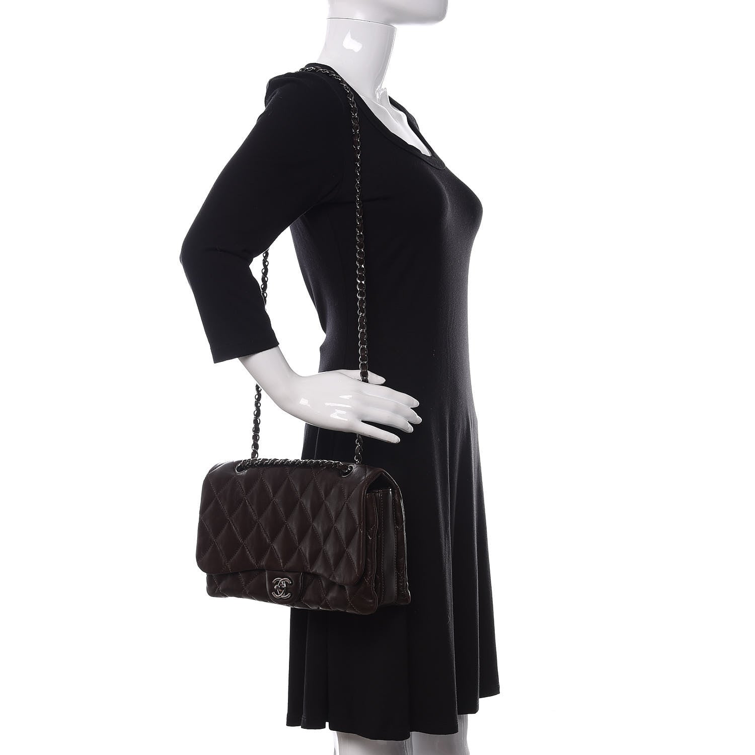 Chanel Lambskin Quilted Large 3 Flap Brown 2 of 11
