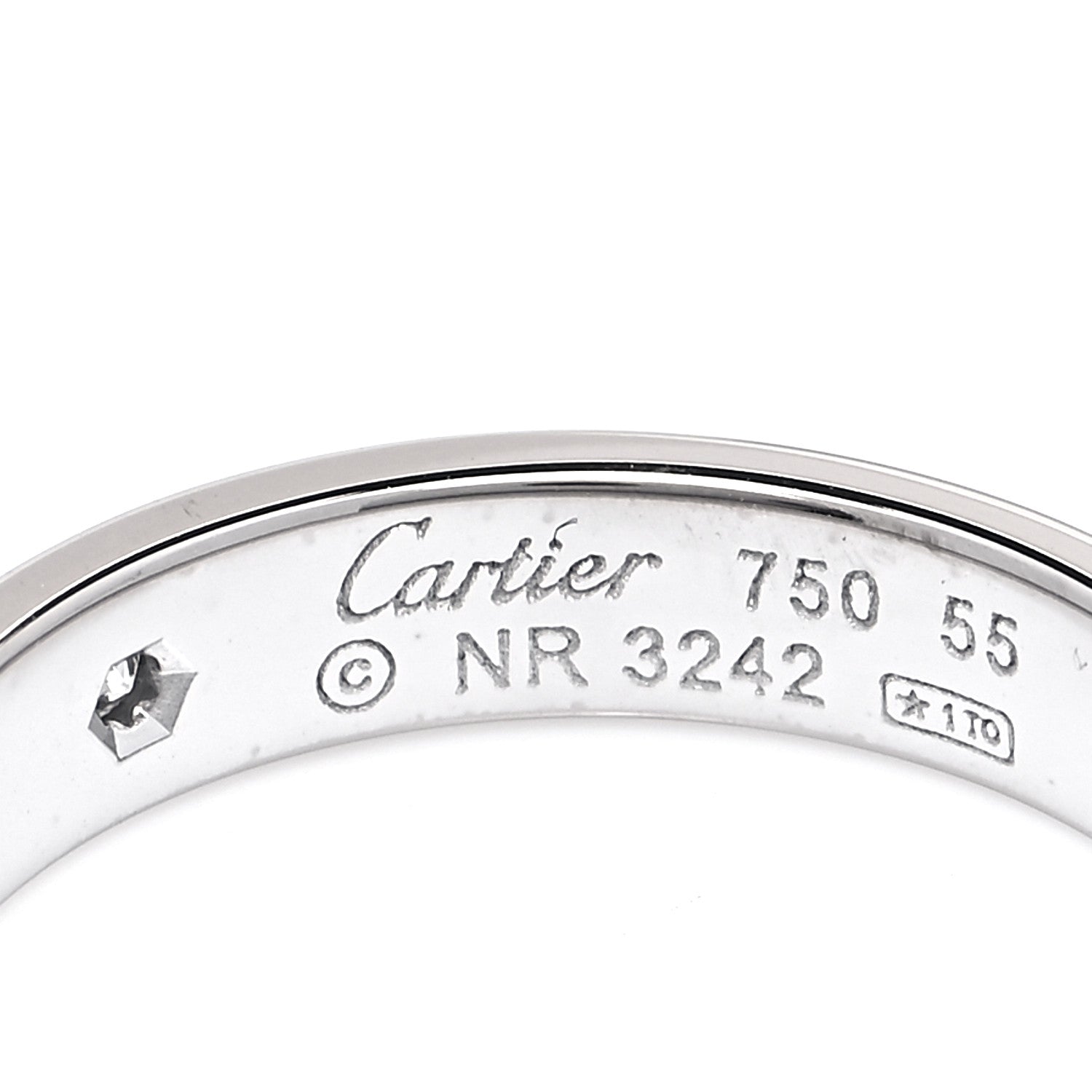 Cartier 18K White Gold Diamond 4mm LOVE Wedding Band Ring 55 7.25 4 of 4