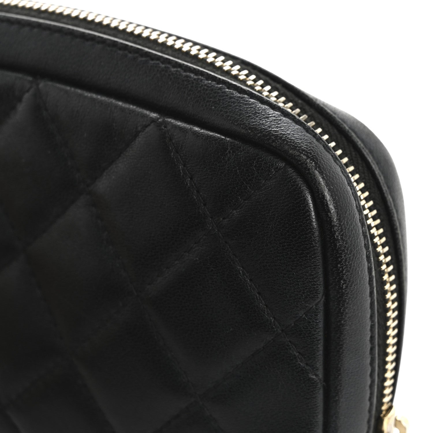 Chanel Lambskin Quilted Small Curvy Pouch Cosmetic Case Black 12 of 13