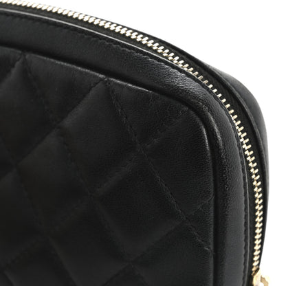 Chanel Lambskin Quilted Small Curvy Pouch Cosmetic Case Black 12 of 13