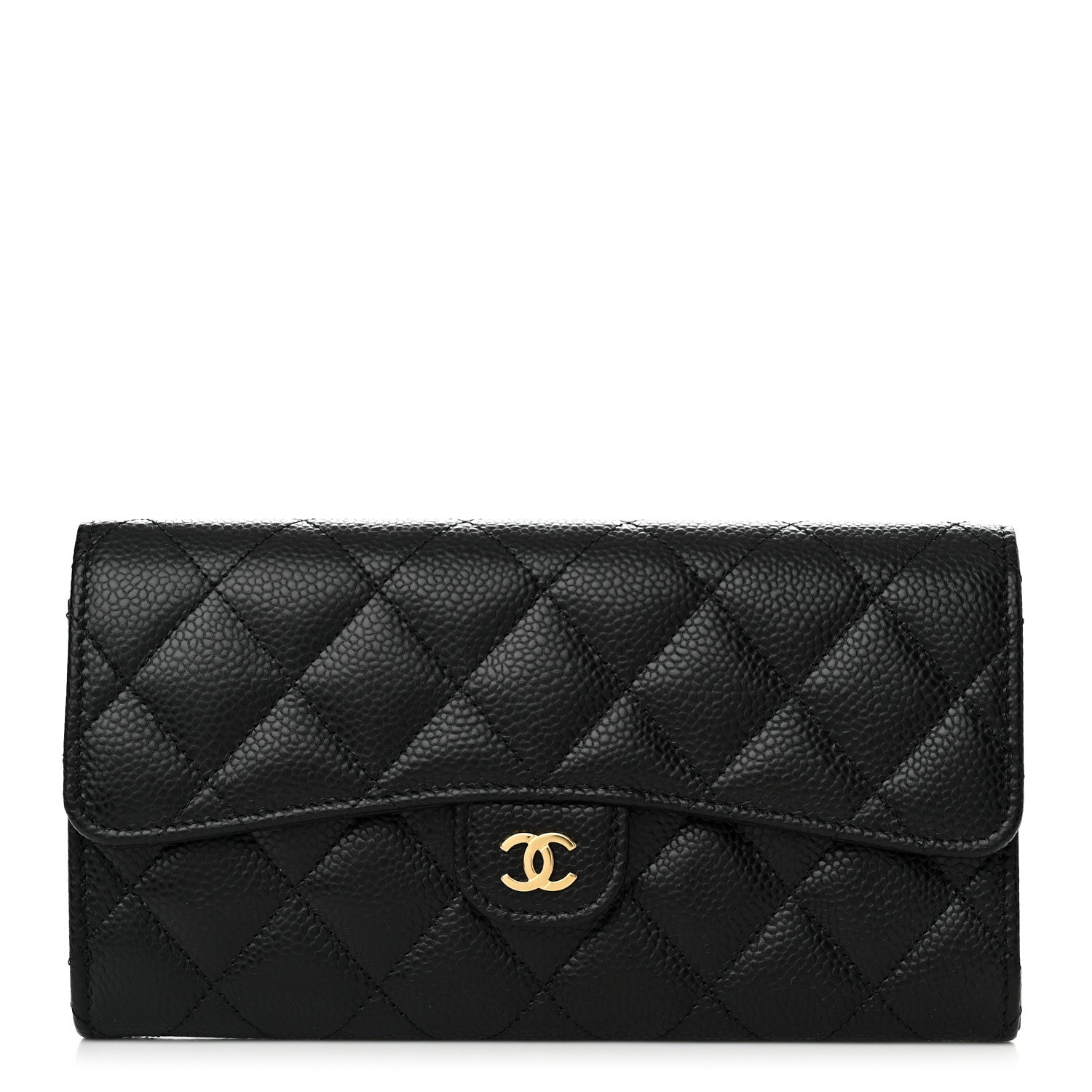 Chanel Caviar Quilted Large Gusset Flap Wallet Black 2 of 7