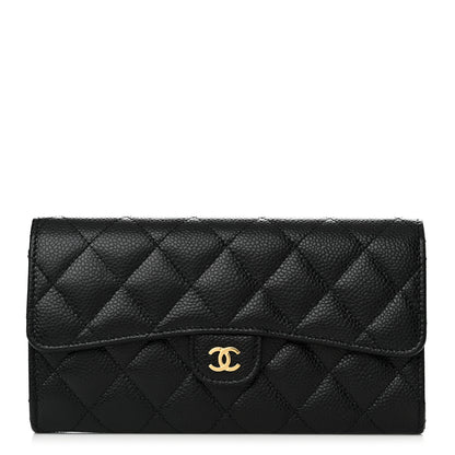 Chanel Caviar Quilted Large Gusset Flap Wallet Black 2 of 7