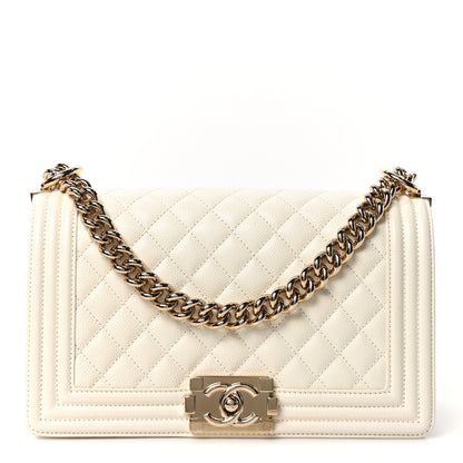 Chanel Caviar Quilted Medium Boy Flap White 1 of 10