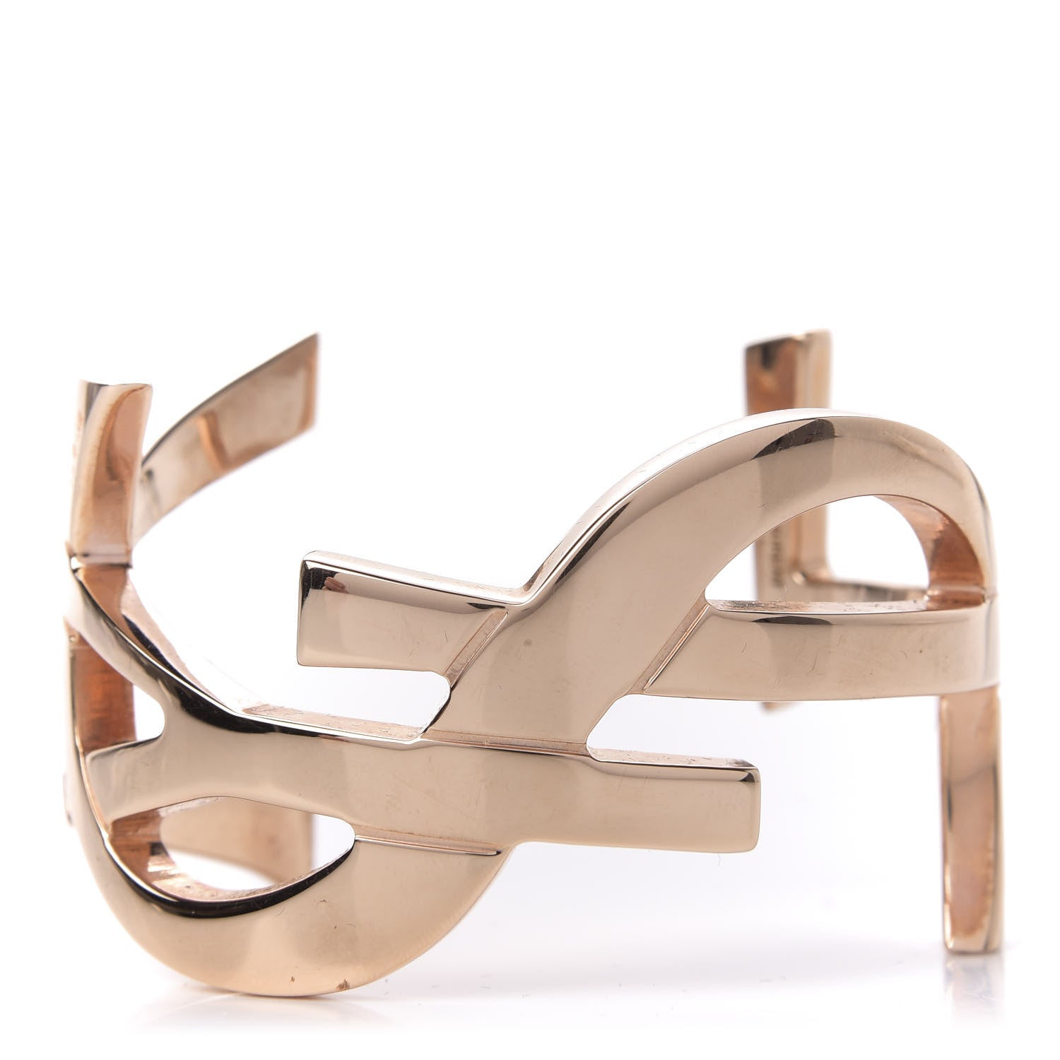 Saint Laurent Brass Monogram Cuff Bracelet Rose Gold 1 of 5