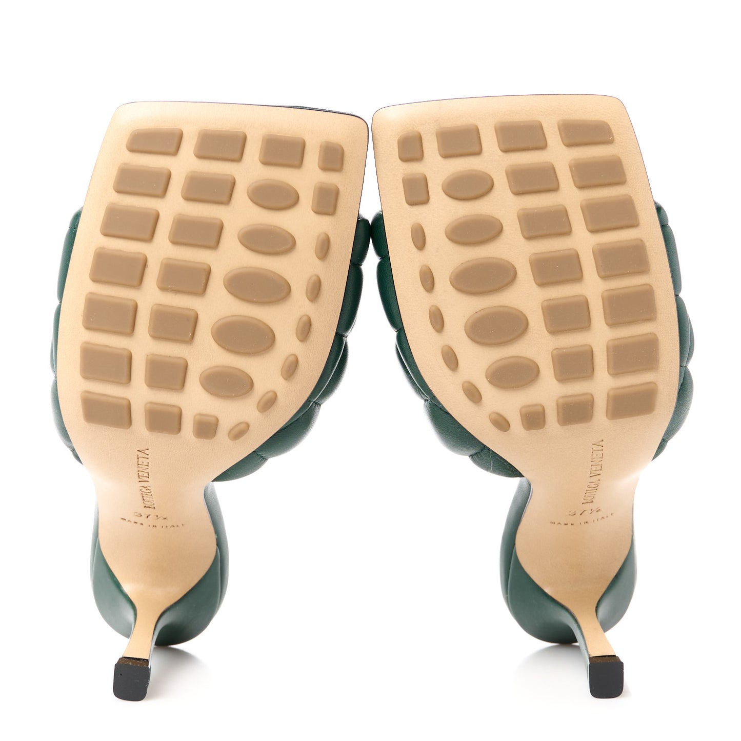 Nappa Matelasse Padded Mule Sandals 37.5 Pine Green