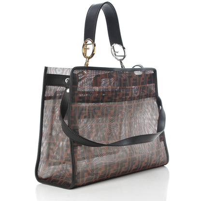 Fendi Mesh Vitello Century F is Fendi FF 1974 Regular Runaway Satchel Marrone Black Ebano 4 of 10