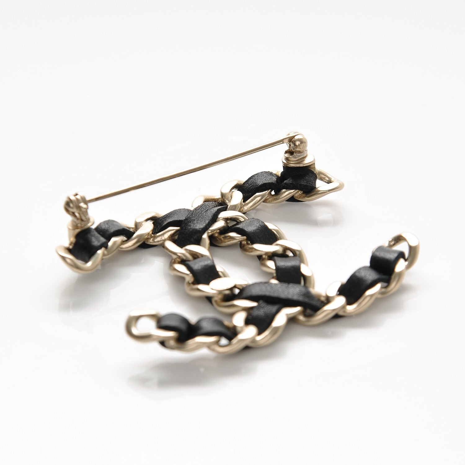 Chanel Lambskin Chain CC Brooch Black Gold 4 of 5