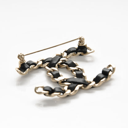 Chanel Lambskin Chain CC Brooch Black Gold 4 of 5