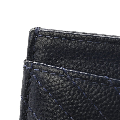Chanel Caviar Chevron Quilted Card Holder Navy Blue 9 of 12