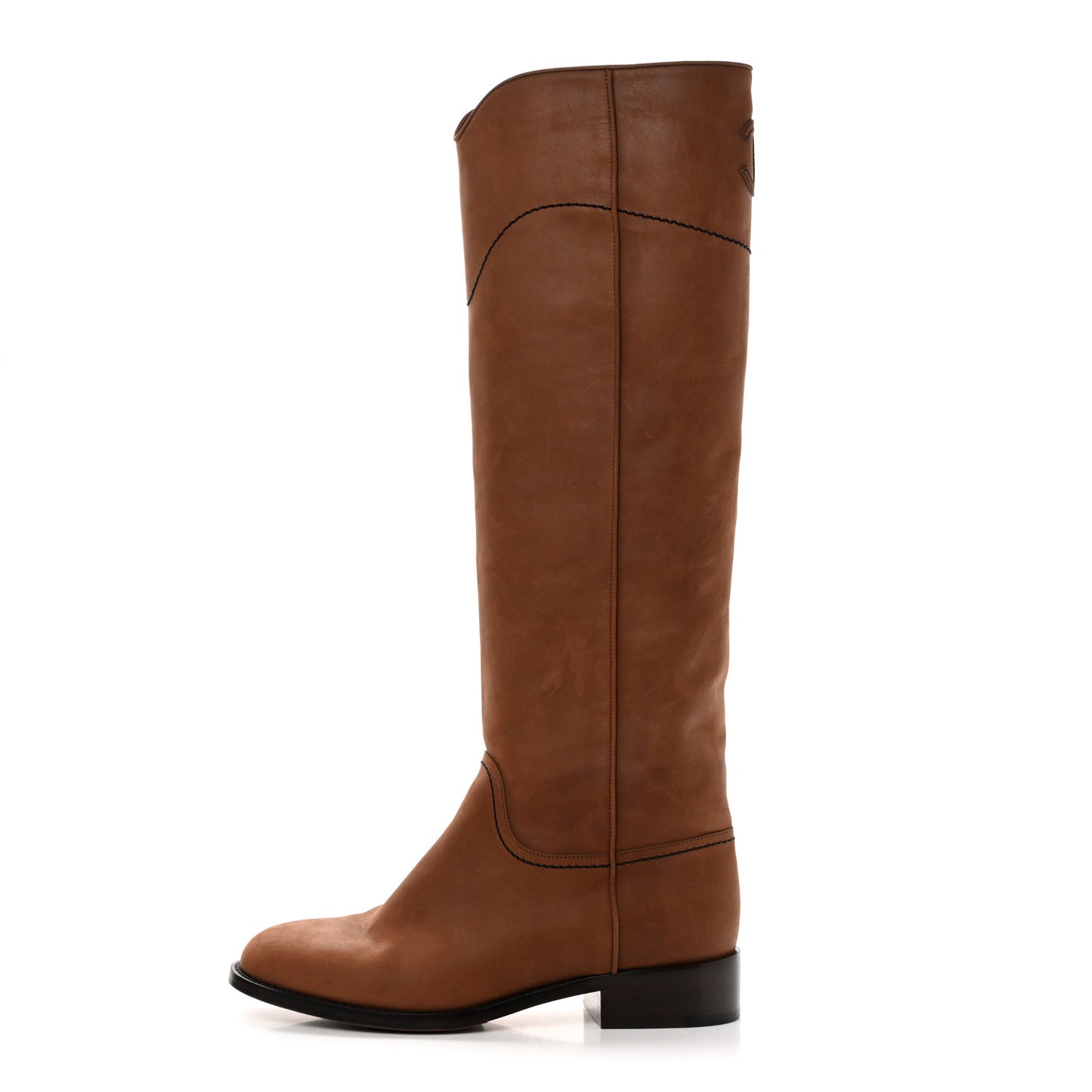 Calfskin Ascot Knee High CC Boots 37.5 Light Brown