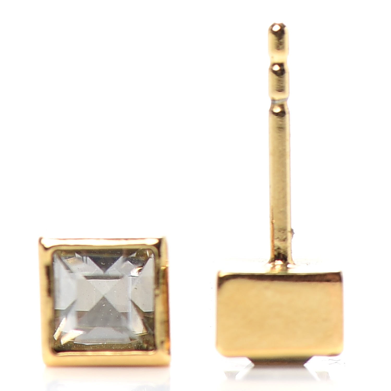 Christian Dior Metal Crystal Lucky Square Earrings Gold 3 of 4