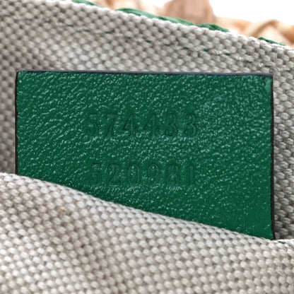 Gucci Raffia Azalea Calfskin Crochet Flower Small GG Marmont Shoulder Bag Natural Ecru Green Red New Shamarock 7 of 12