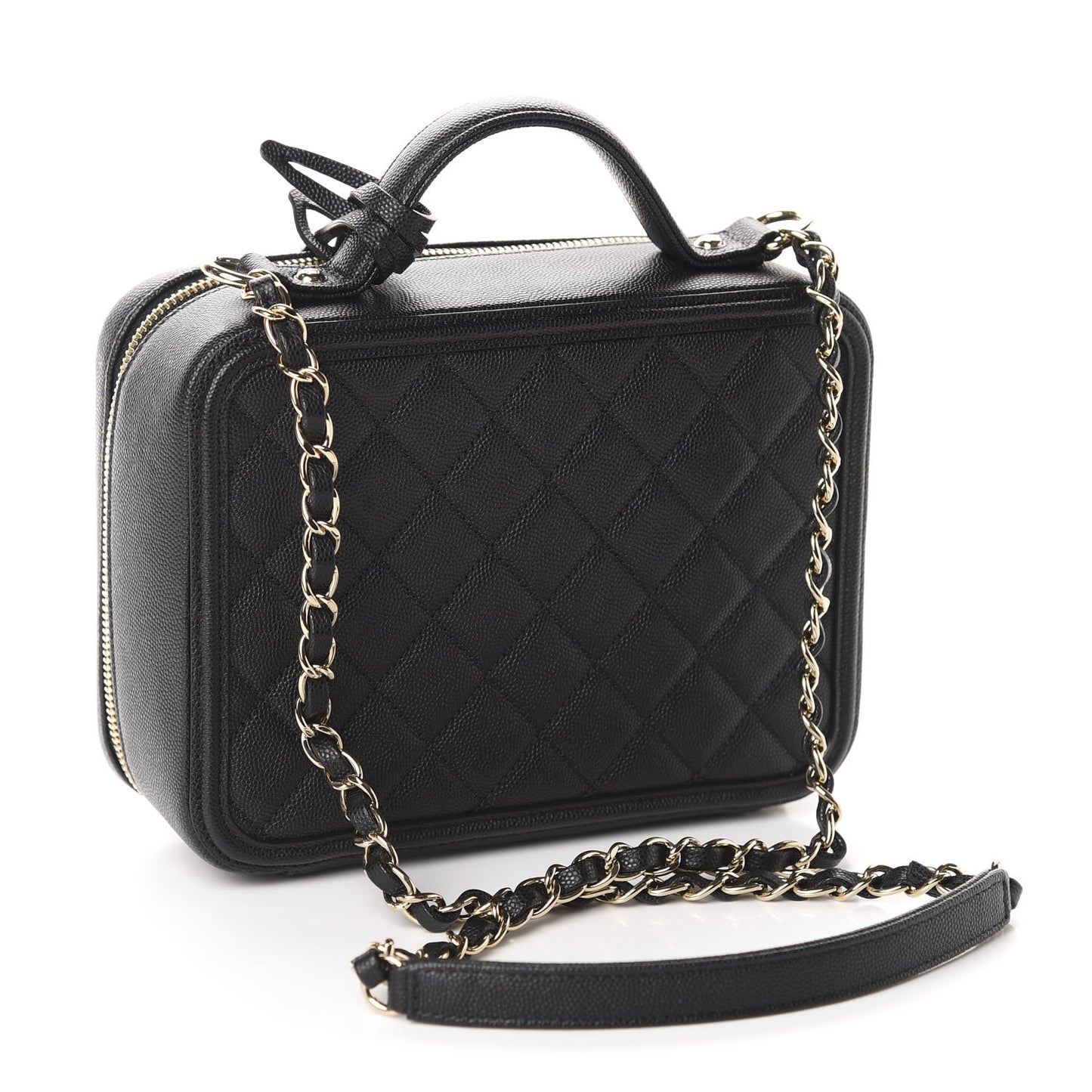 Caviar Quilted Medium CC Filigree Vanity Case Black
