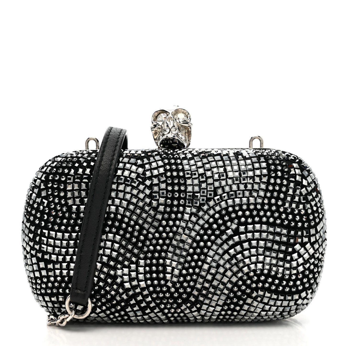 Crystal Knuckle Clutch Charm Silver Black Silver