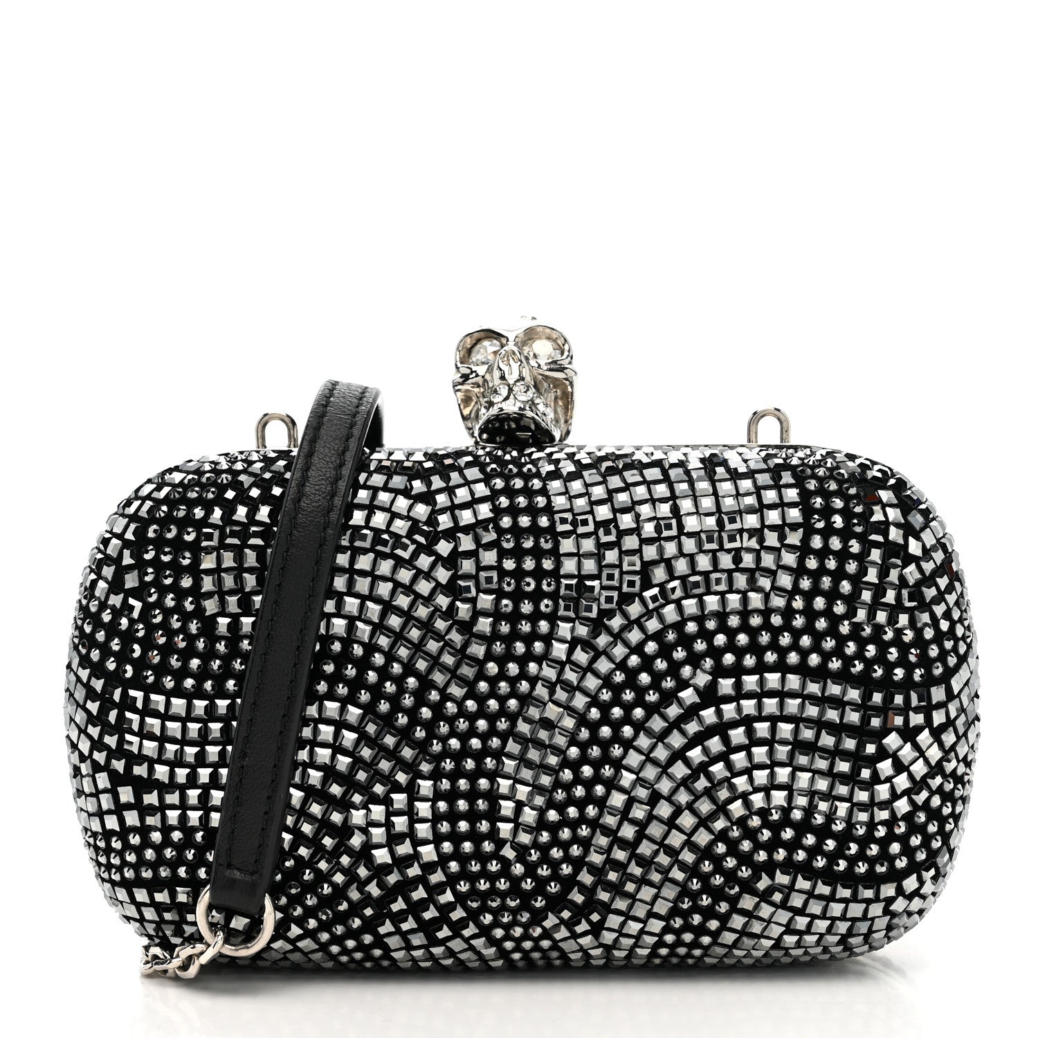 Alexander McQueen Crystal Knuckle Clutch Charm Silver Black Silver 1 of 10