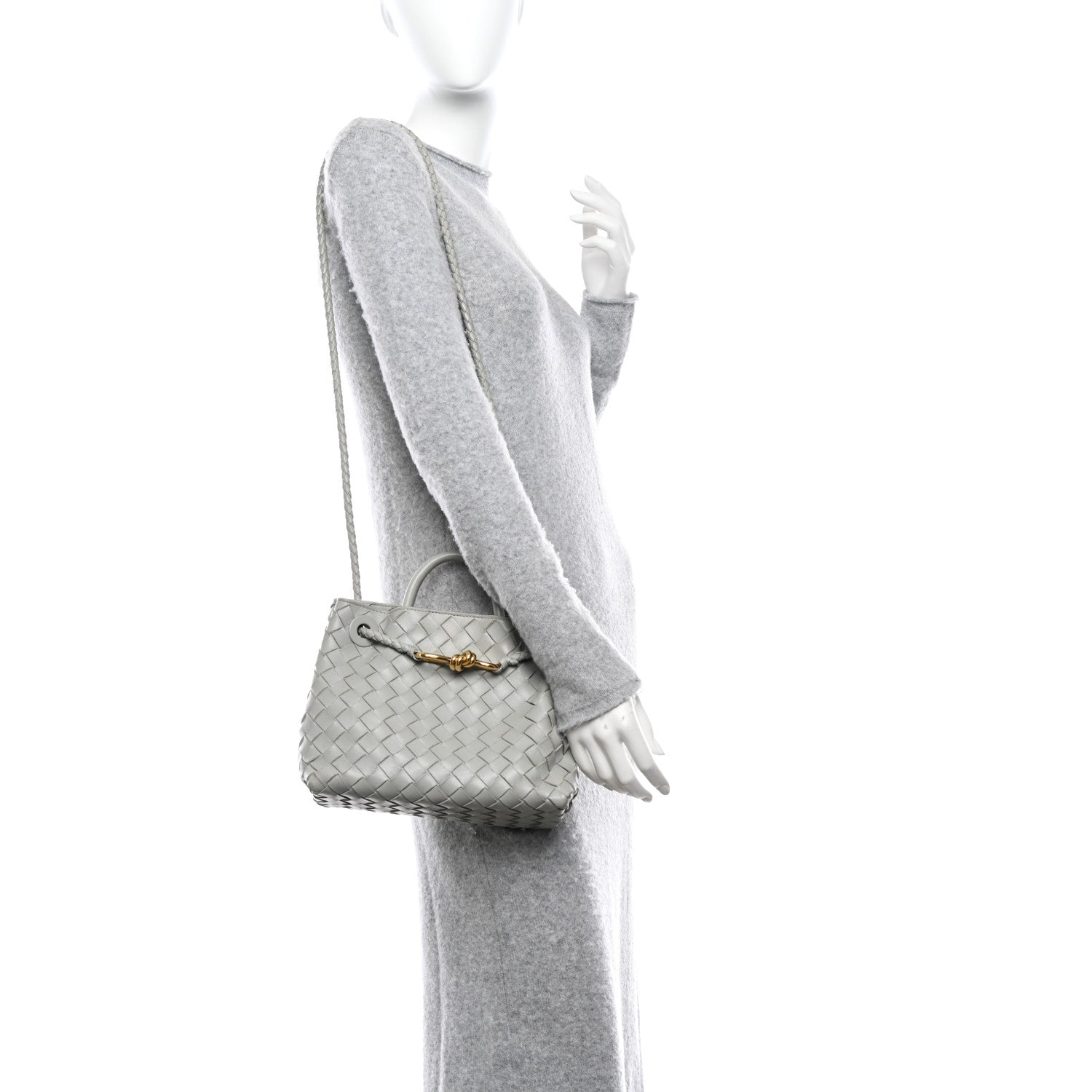 Bottega Veneta Nappa Intrecciato Small Andiamo Shoulder Bag Agate Grey 2 of 13
